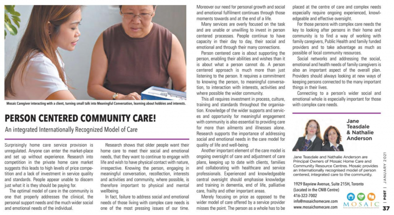 Person Centered Community Care article screenshot
