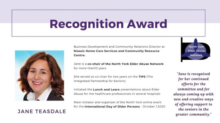 North York Elder Abuse Network (NYEAN) Award