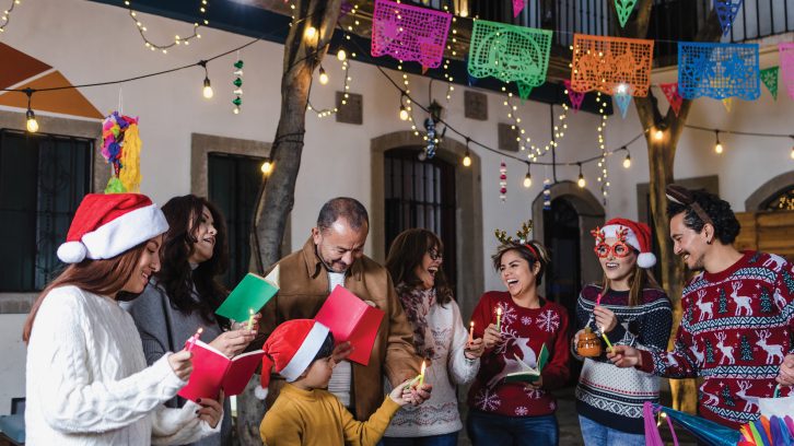 Family singing Christmas carols