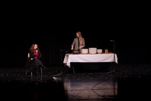 Jane and Michaela performing on stage